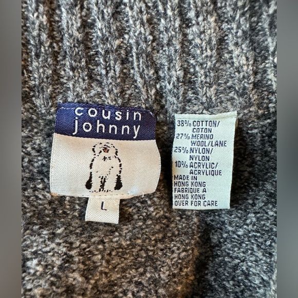 Cousin Johnny Cotton/Wool Blend Rib Knit Sweater, Size L - Picture 3 of 6